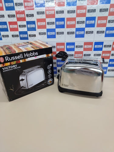 Tostadora Victory - 2 Rejillas Sándwiches, 2 Ranuras Cortas y Anchas, Tostador 2 Rebanadas, Bandeja Recogemigas, Función Cancelar y Descongelar, Acero Inox. Russell Hobbs.